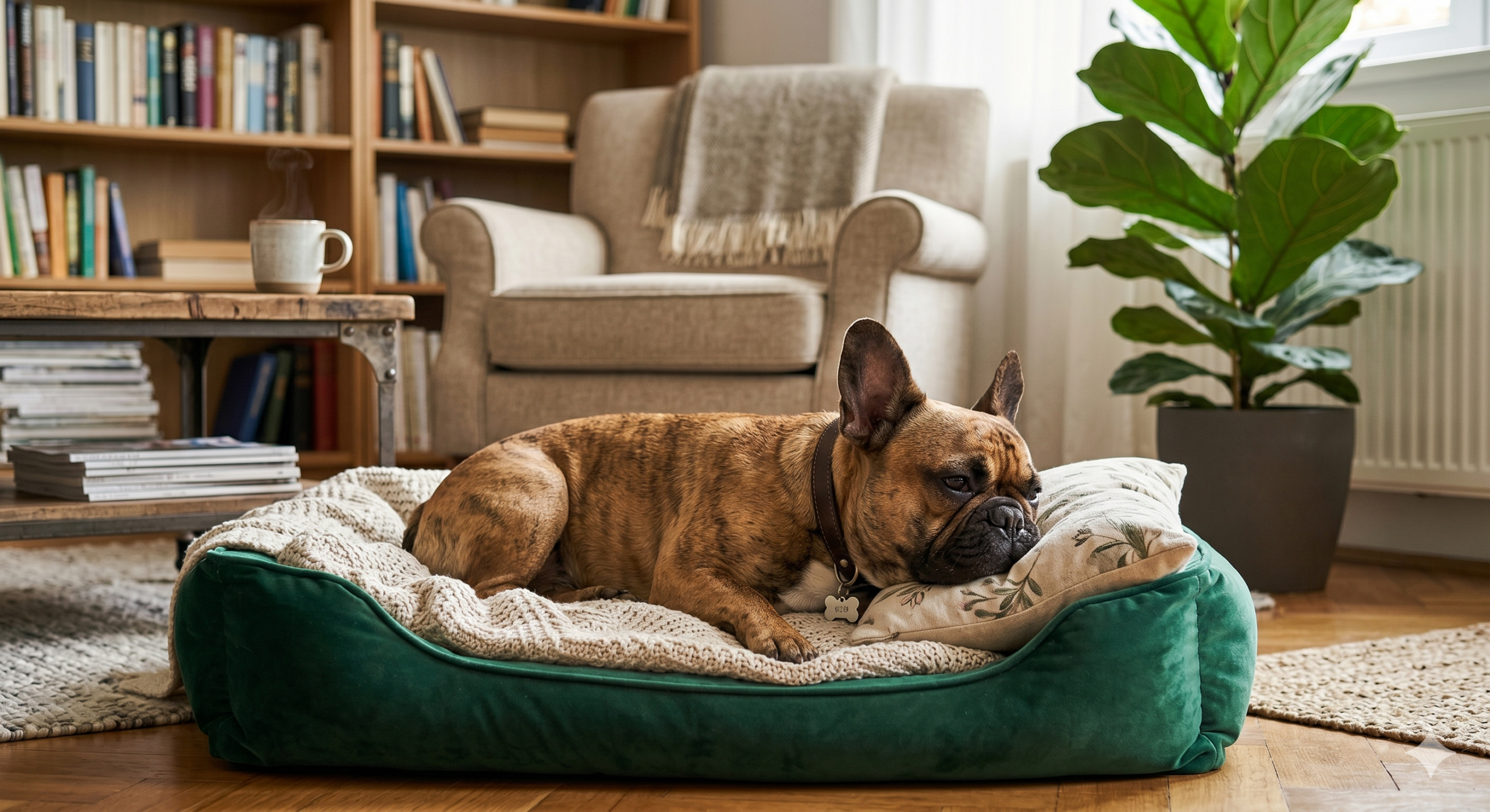 Bulldog francés descansando en casa